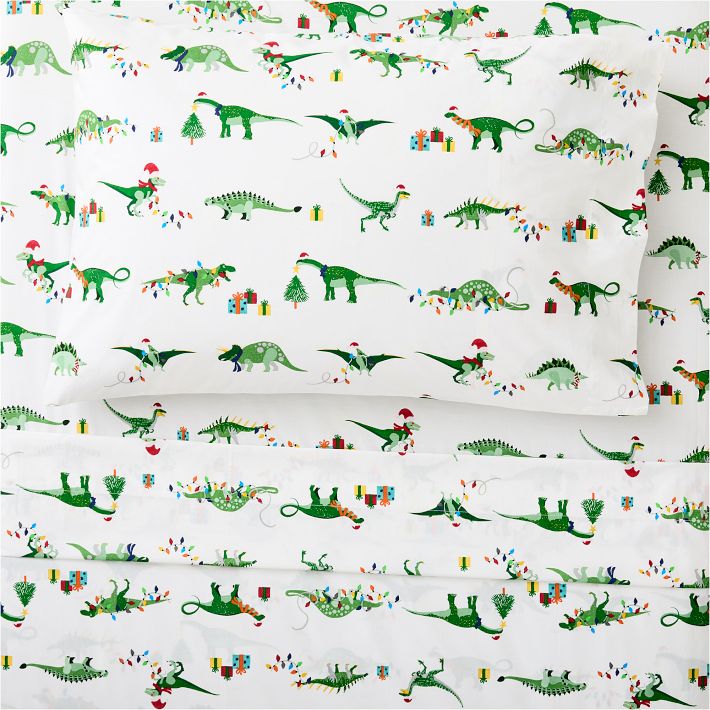 Glow-in-the-Dark Christmas Dino Sheet Set
