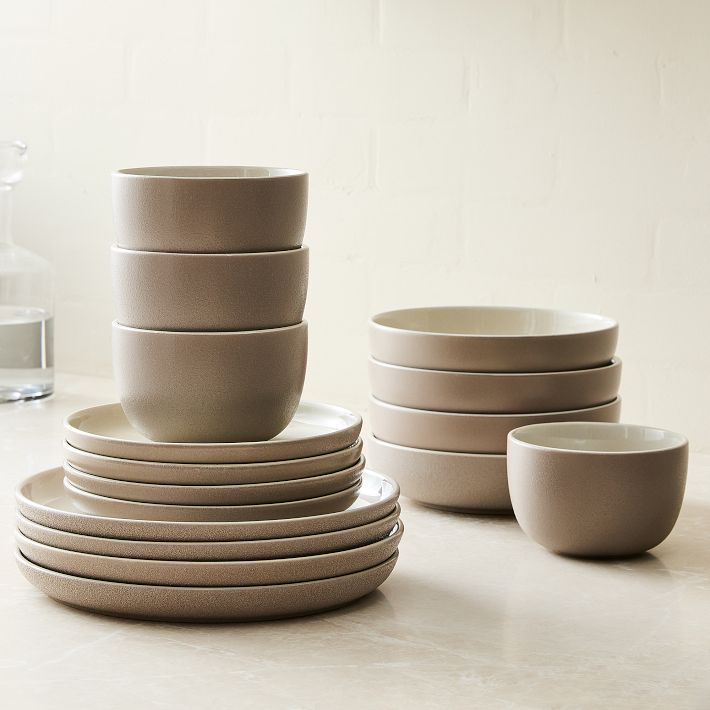 West Elm | Kaloh Stoneware Dinnerware (Set of 16) - Charleston Gray