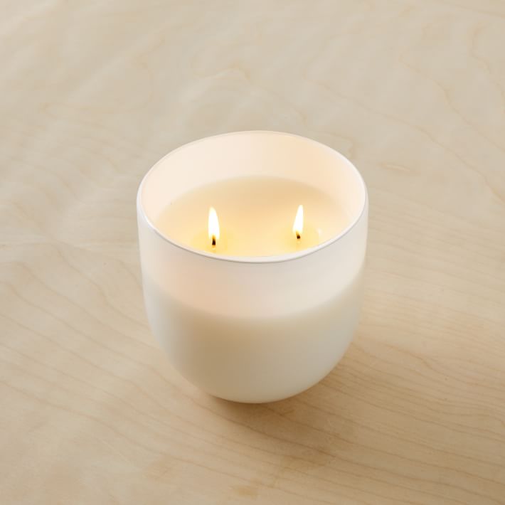 White Glass Candles - Marine Moss