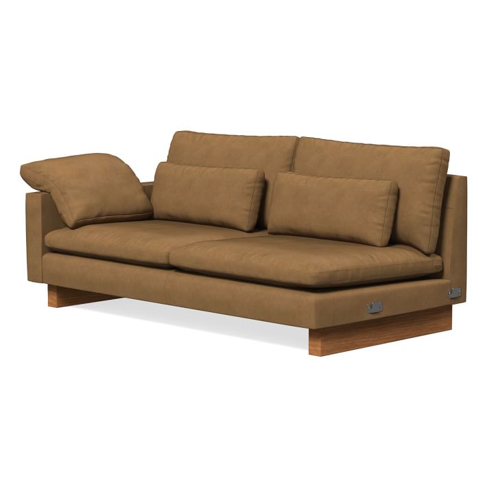 Chip & Dent: Harmony Left Arm 2.5-Seat, Ludlow Leather, Sesame, Dark Walnut