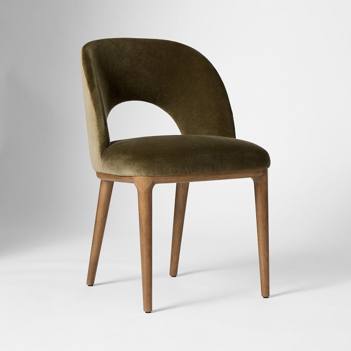Open Box: Boerum Dining Chair, Deluxe Velvet, Juniper, Burnt Wax