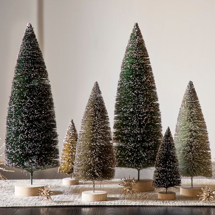 Bottlebrush Tabletop Trees (Set of 6) - Green