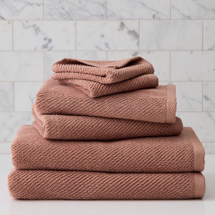 Diagonal Ribbed Bath Towels