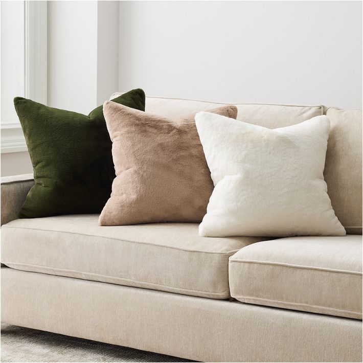 beige faux fur pillows