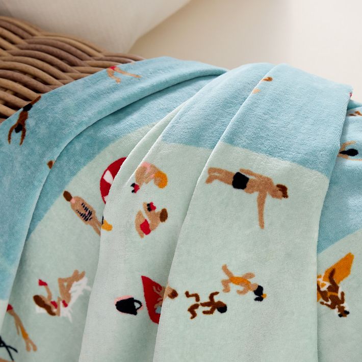 West elm サーフ イラスト ビーチタオル Pool Scene Beach Towel | West Elm