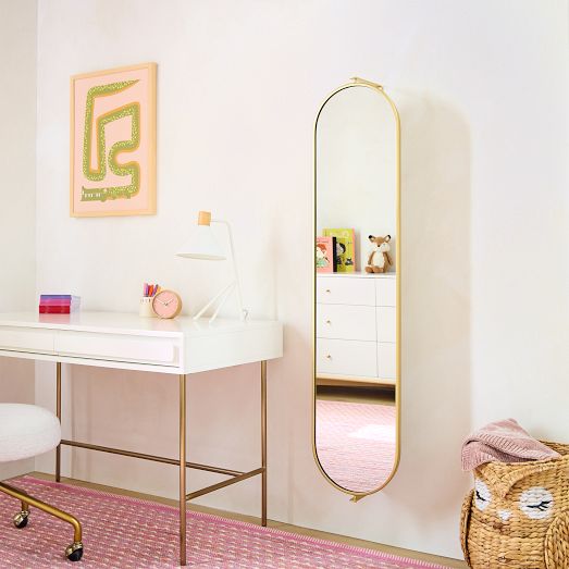 鏡 journalstandardFurniture OLD ELMMIRROR Mid-Century Asymmetrical Wood Floor Mirror | West Elm