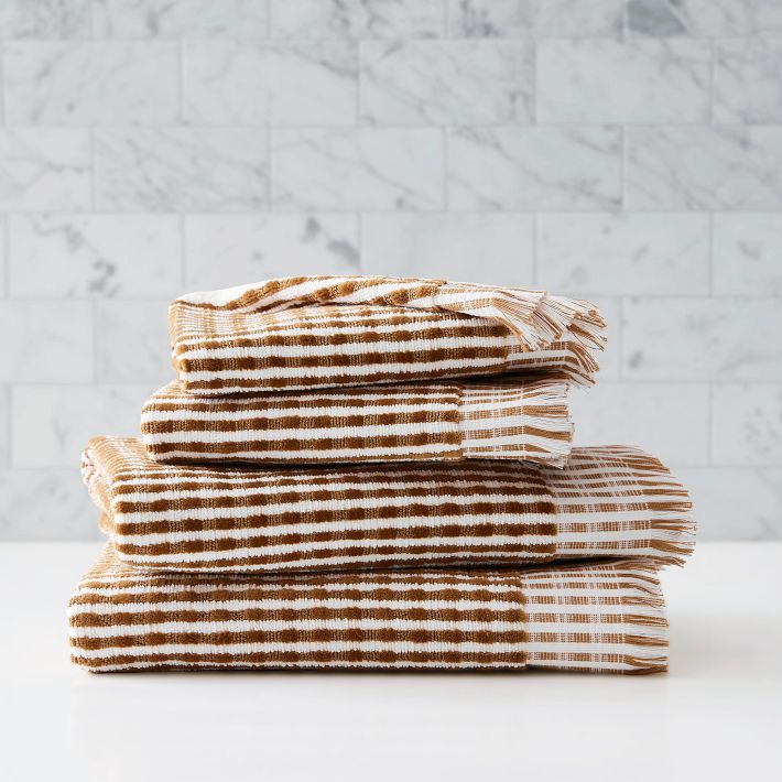 Luxe Stripe Hand Towel - Golden Oak