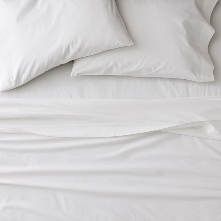 KING White Organic Cotton Percale Sheet Set