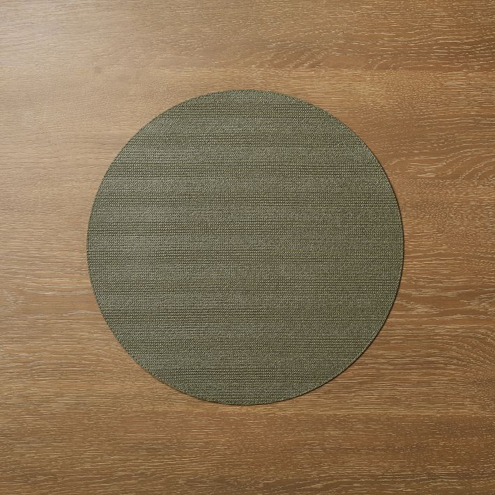 Braid Textured Easy-Care Round Placemats (Olive)