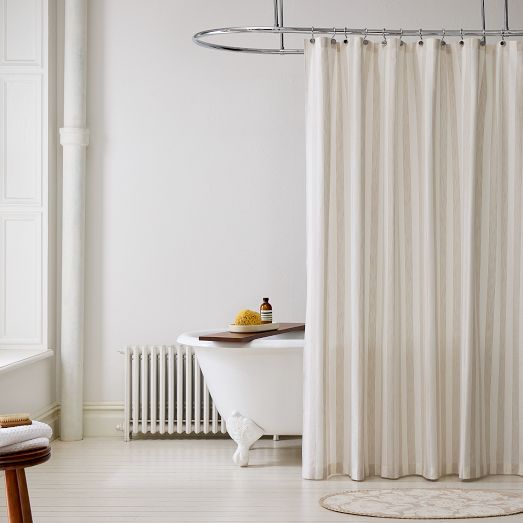 Cotton Linen Stripe Shower Curtain