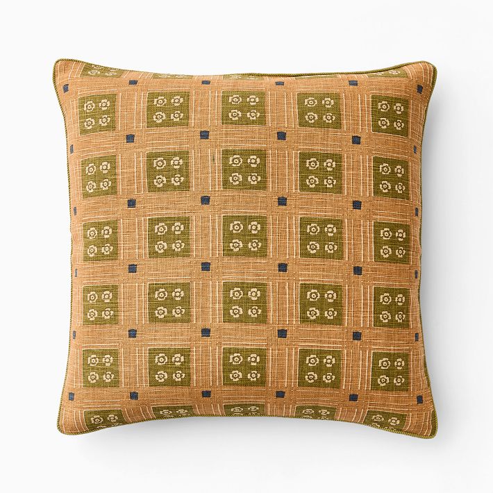 Pierce & Ward Floral Grid Pillow