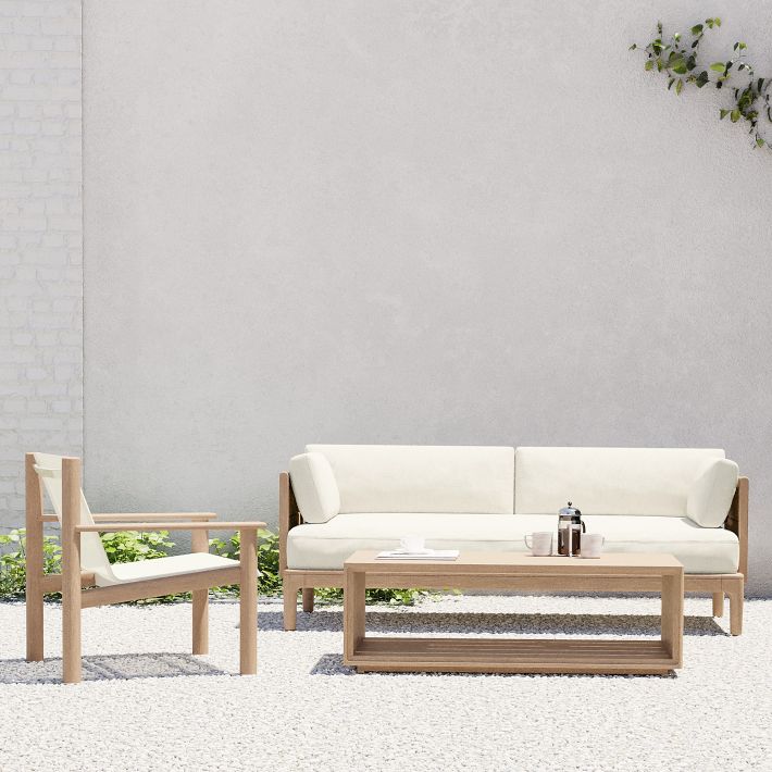 Catalina Outdoor Sofa (76&quot;), Cusco Textilene&#174; Sling Lounge Chair &amp; Calla Coffee Table (48&quot;) Set