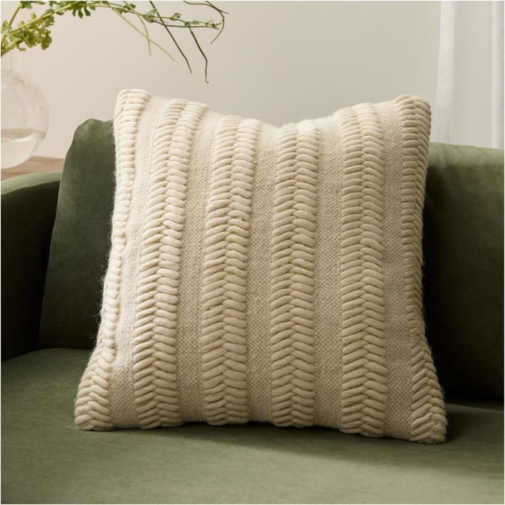Chunky Herringbone Wool Pillow Cover