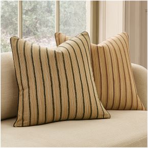 West Elm Pierce & Ward Filigree Stripe Pillow Cover (color: Dark Olive, with feather down insert))
