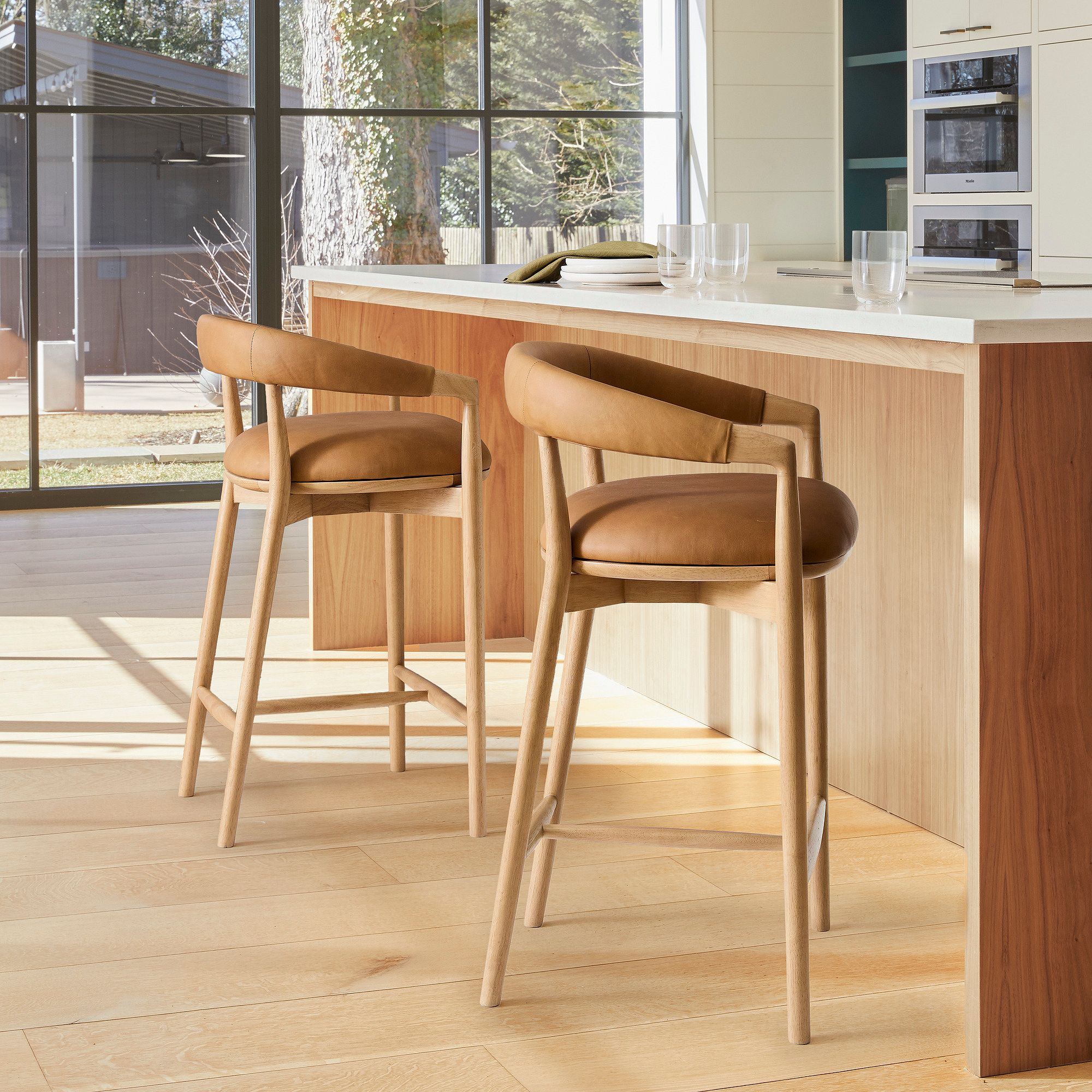 Irvine Leather Counter Stool - Top-Grain Leather
