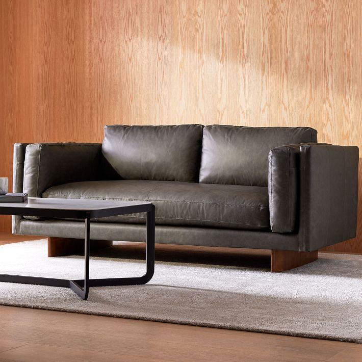 Anton Leather Sofa - Wood Legs (76&quot;&ndash;96&quot;)