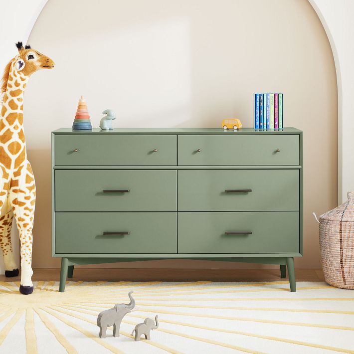 Kids Mid-Century Painted 6-Drawer Dresser (56&quot;)