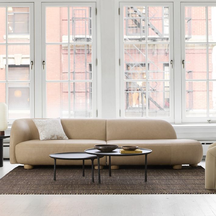 Laurent Leather 2-Piece Bumper Sofa (122.5&quot;)