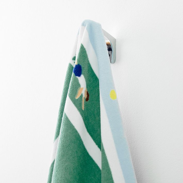 West elm テニス イラスト ビーチタオル Tennis Scene Beach Towel | West Elm