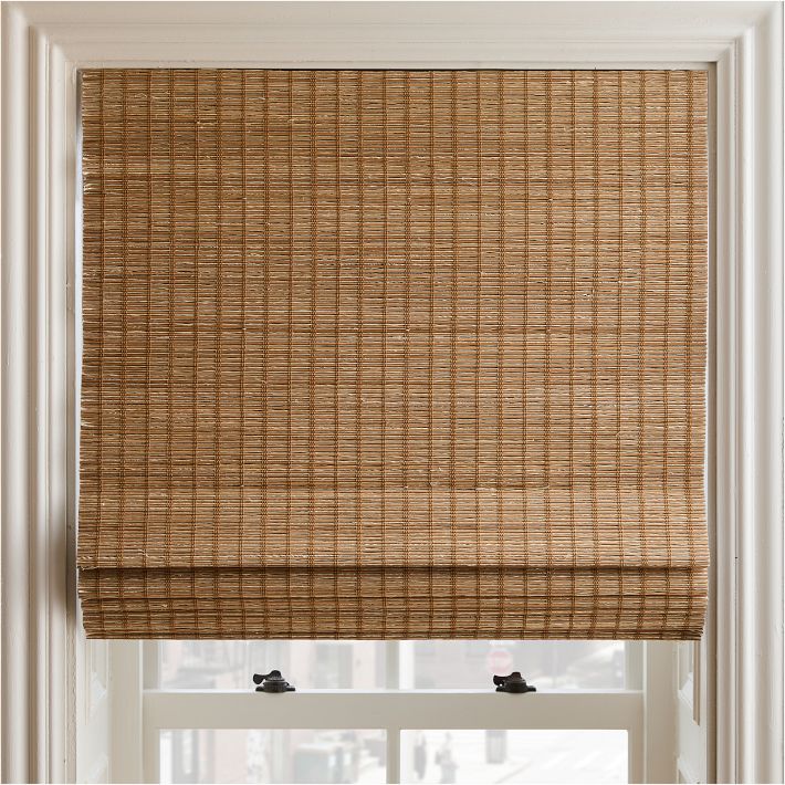 Custom Natural Fine Weave Blackout Roman Shade - Honeynut Cream