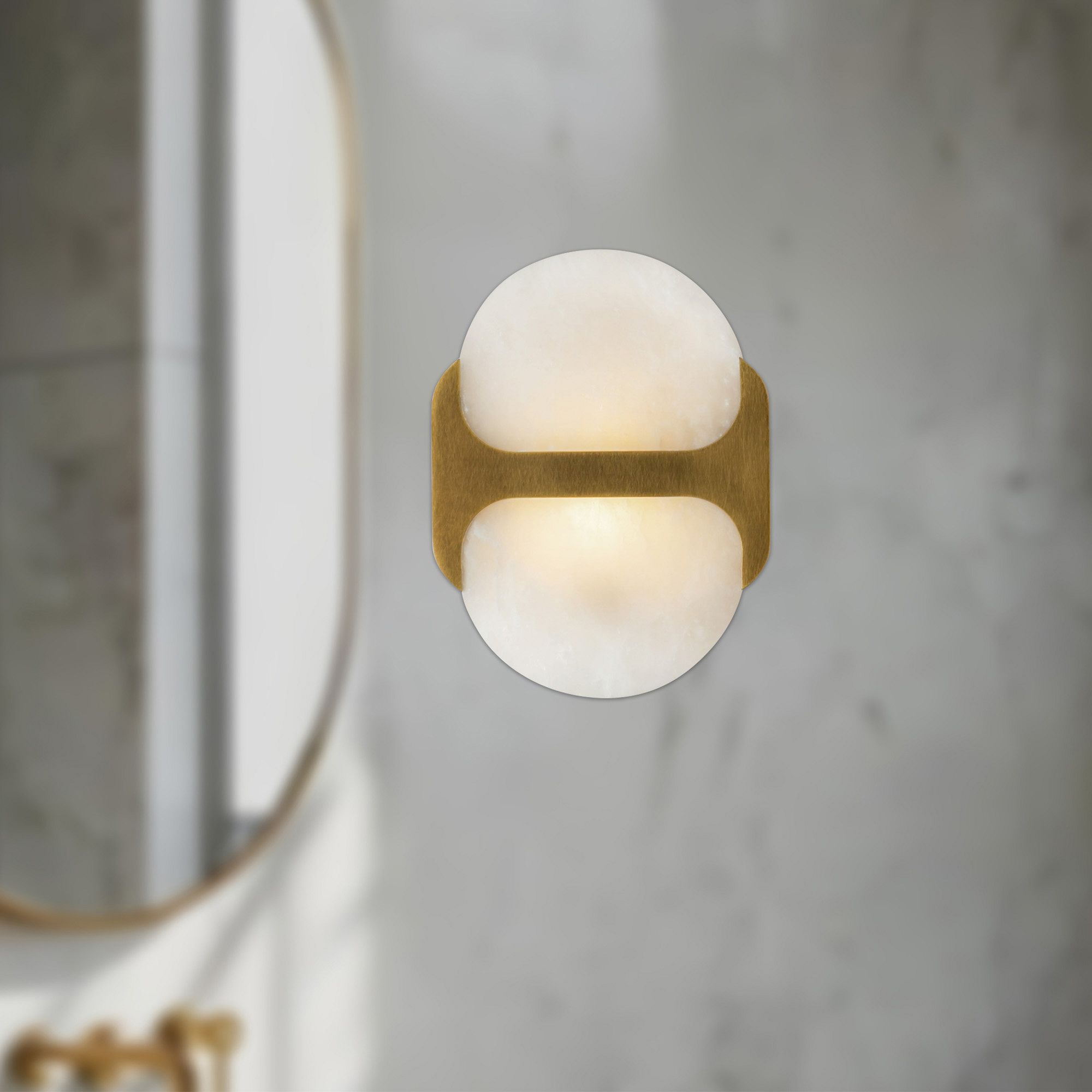 Hopkins Sconce - 9"-17" Alabaster & Metal