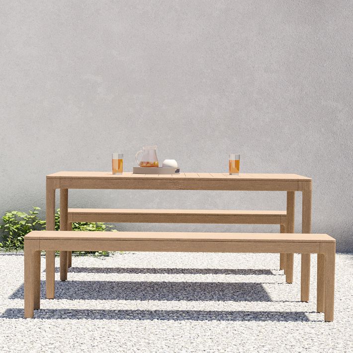 Catalina Outdoor Extendable Dining (63"–88") & Dining Benches Set