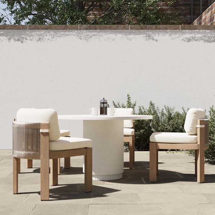 Fluted Outdoor Bistro Table (44") & Porto Side Dining Chairs Set