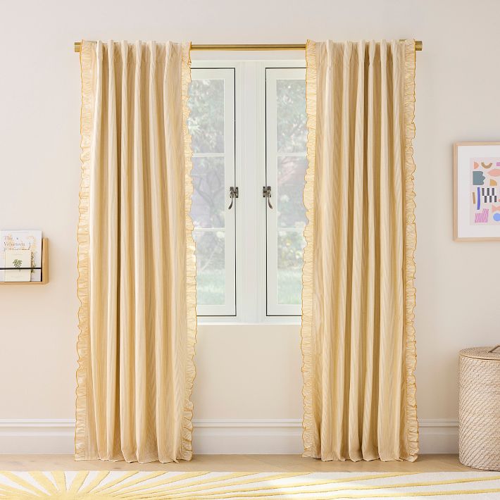 Open Box: Kids Pinstripe Ruffle Curtain