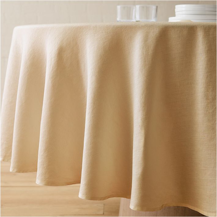 European Linen Round Tablecloth