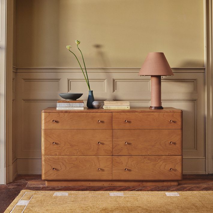 Pierce &amp; Ward Burl Wood 6-Drawer Dresser (60&quot;)