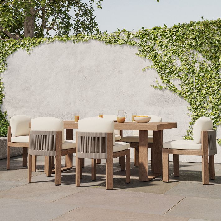 Portside Outdoor Dining Table (76.5&quot;&ndash;96&quot;) &amp; Porto Side Dining Chairs Set