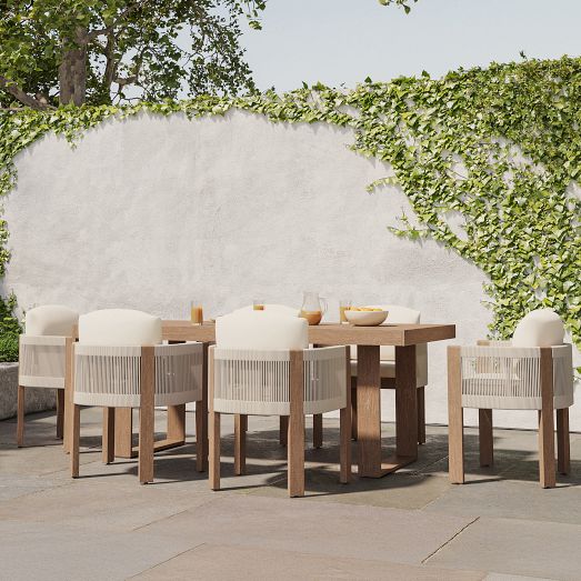 Portside Concrete Outdoor Dining Table (72") & Coastal Dining Chairs Set