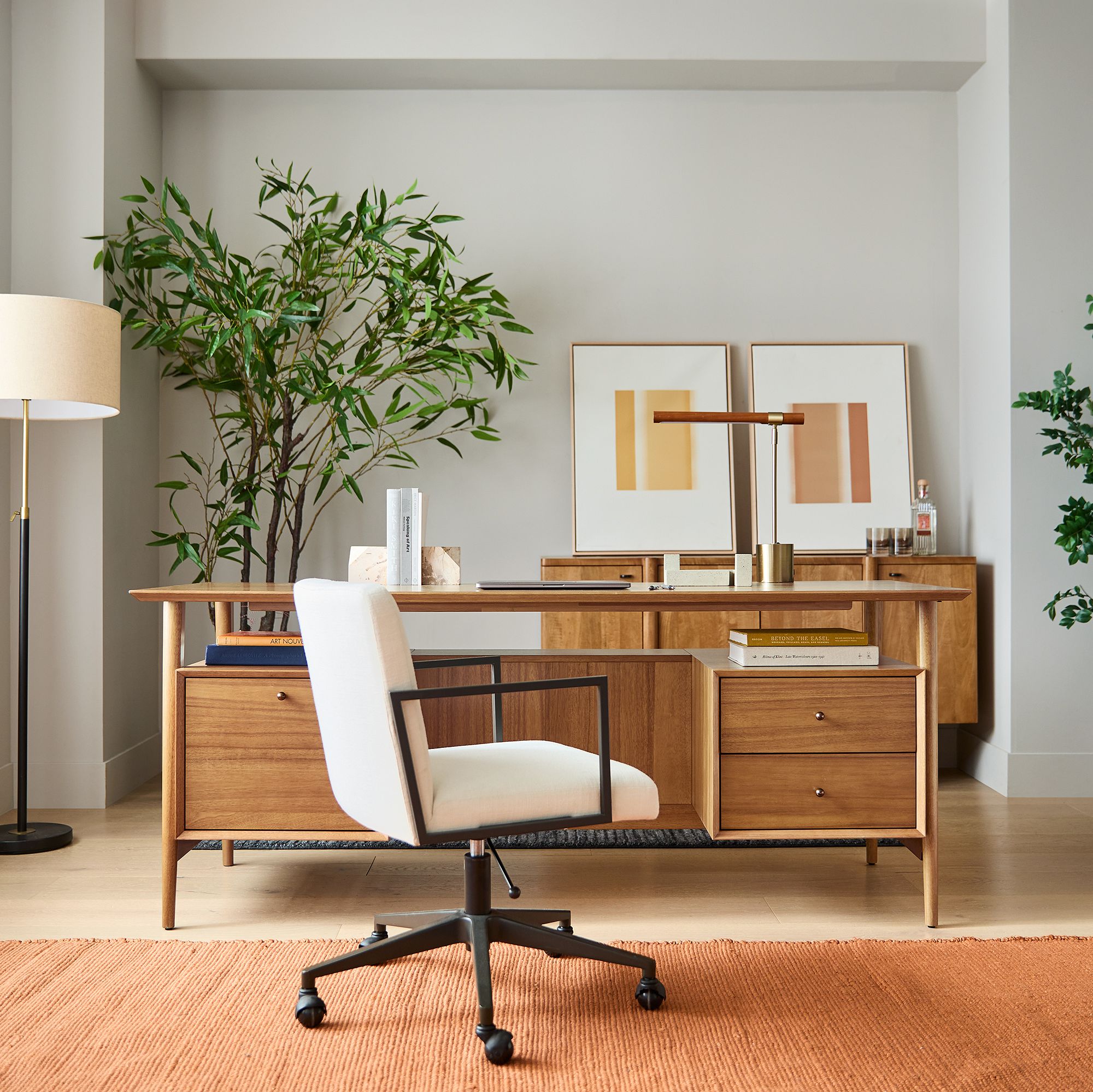 Mid-Century 74" Executive Desk - Solid Eucalyptus