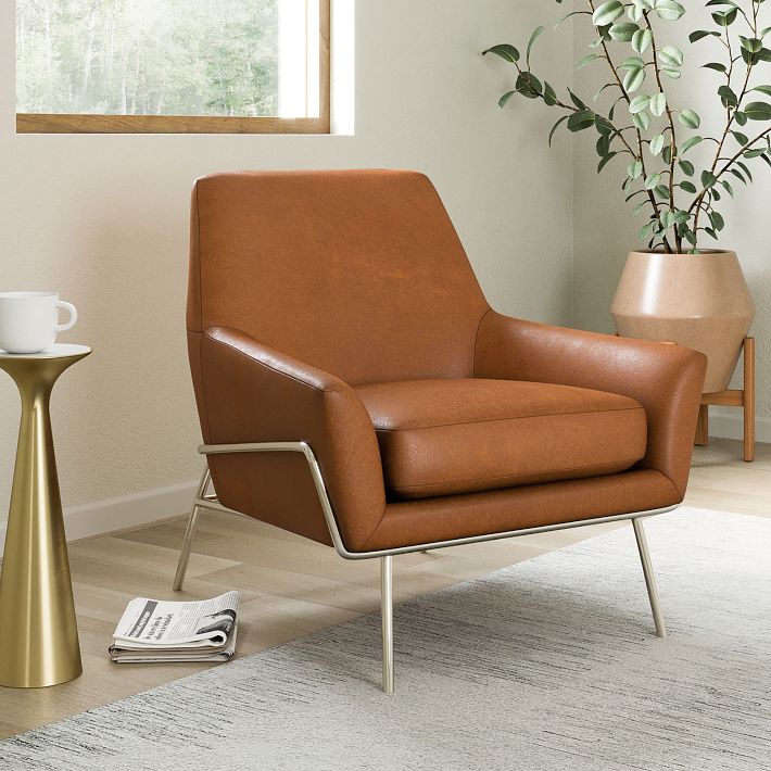 Lucas Wire Leather Chair | West Elm