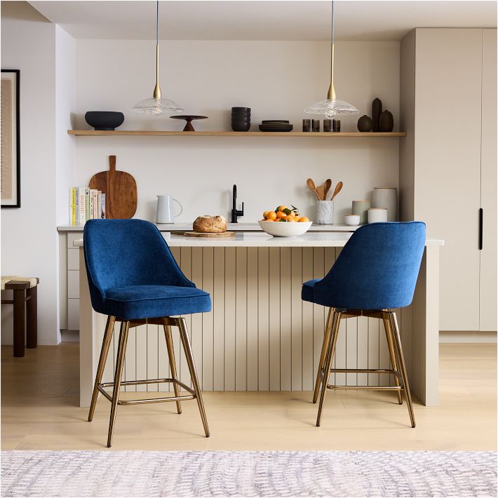 Mid-Century Swivel Counter Stool - Metal Legs