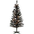 Pre-Lit Faux Black Tinsel Christmas Tree