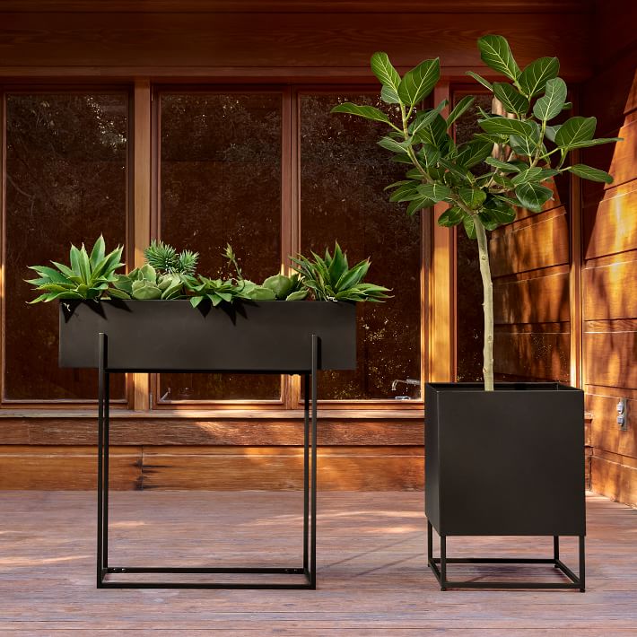 Streamline Metal Indoor/Outdoor Planters | Low Square Box - 14"SQ x 19"H