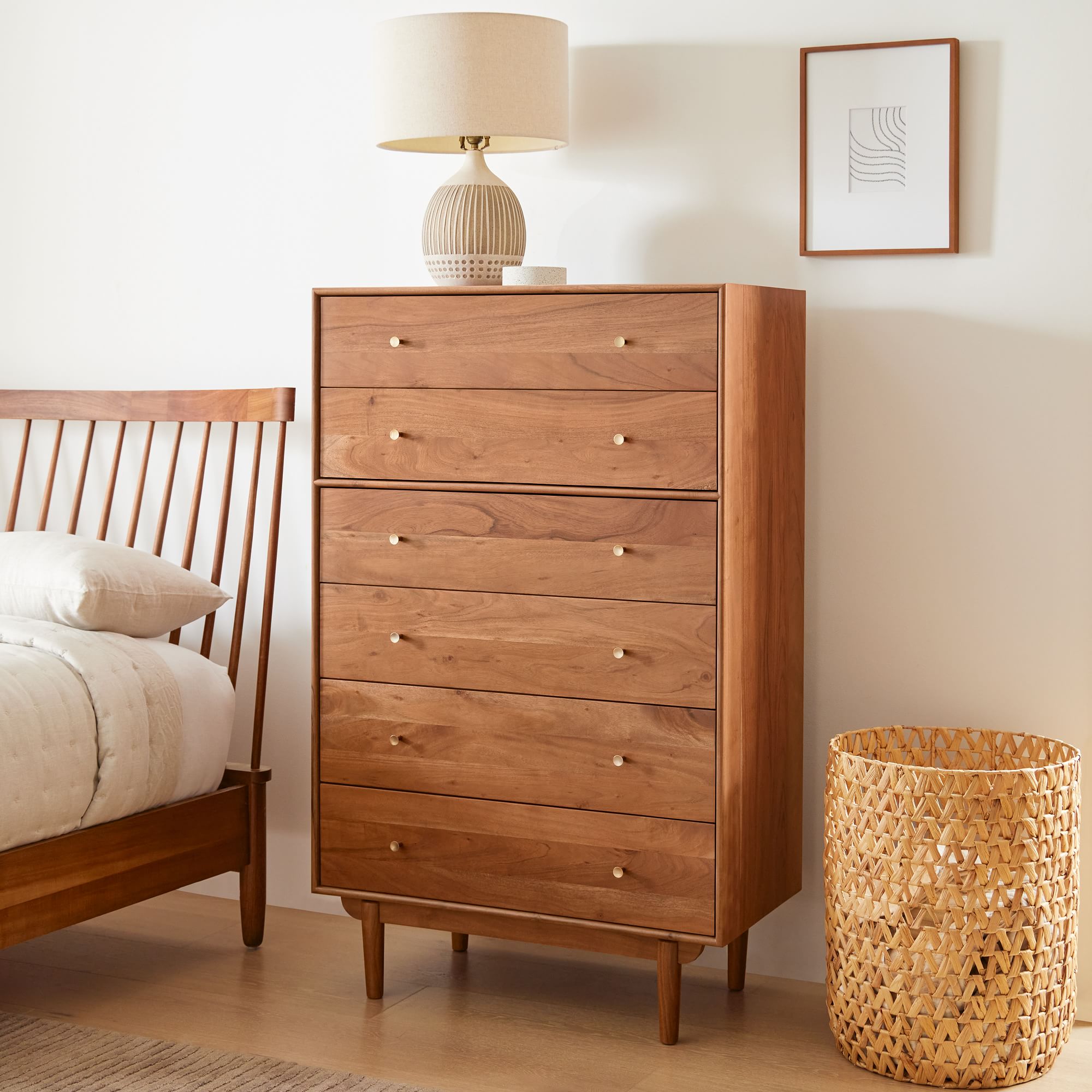 Keira Solid Wood 6-Drawer Dresser - 34" | Stylish Storage