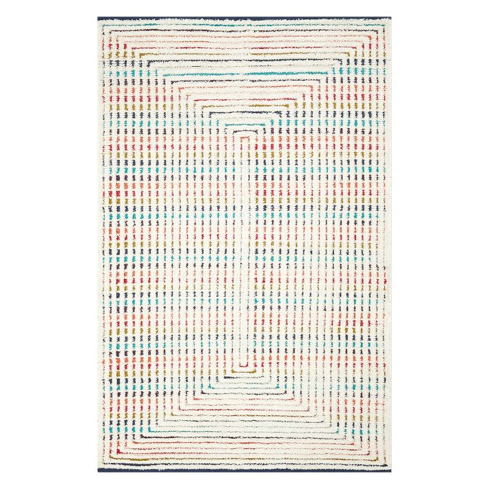 Kids Concentric Rainbows Performance Rug