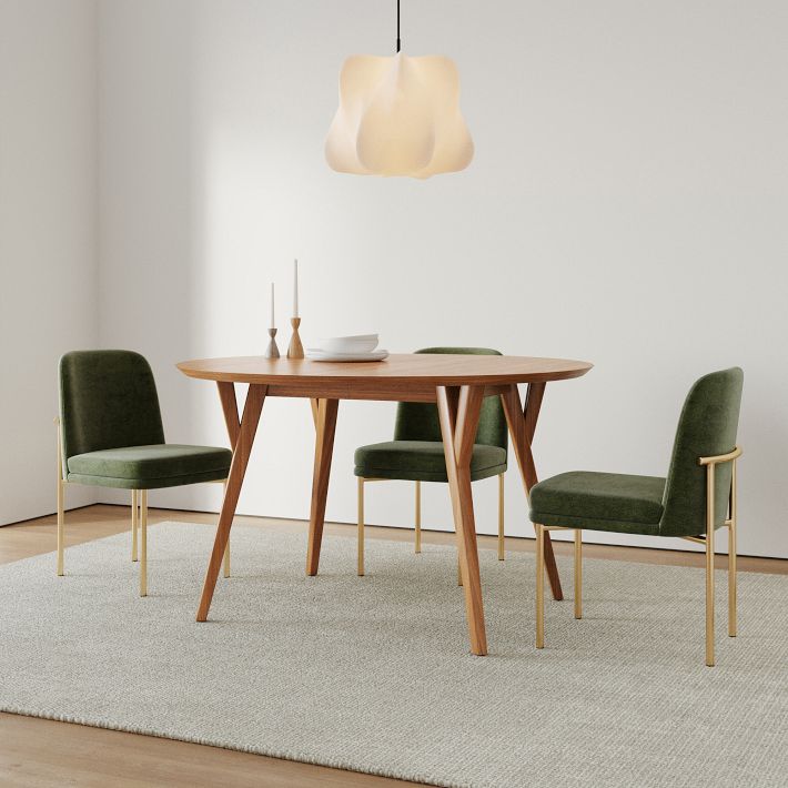 Mid-Century Round Extendable Dining Table &amp; Chairs Set