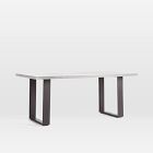 Portside Aluminum Concrete Outdoor Dining Table (72&quot;) &amp; Dining Chairs Set