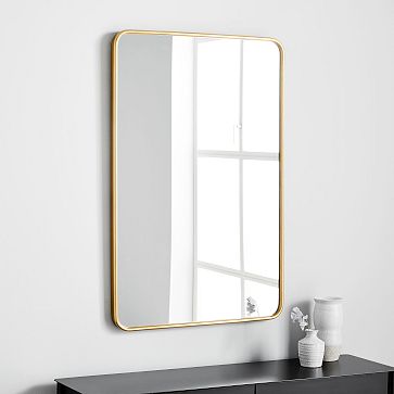 Streamline Metal Rounded Edge Wall Mirror - Modern Design Streamline Metal Rounded Edge Wall Mirror - Modern Design
