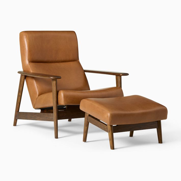 Brown Lounge Chair And Ottoman Set Mid Century Lounge Chair