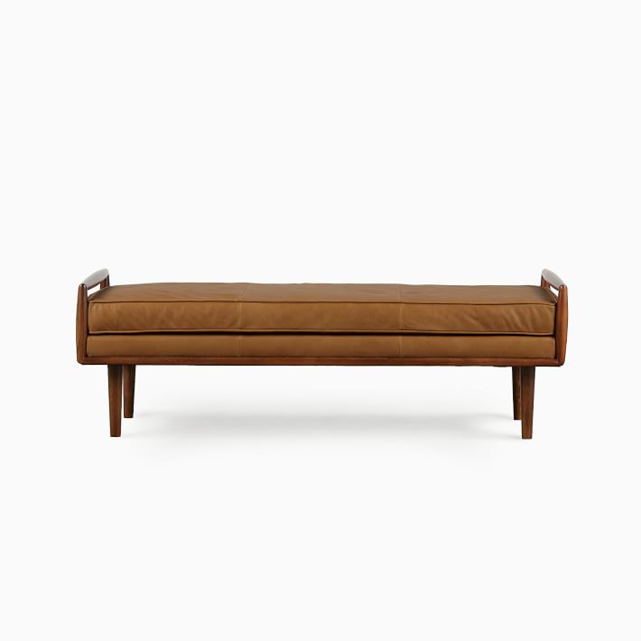 Nico Leather Bench - Modern Mid-Century Seating | West Elm