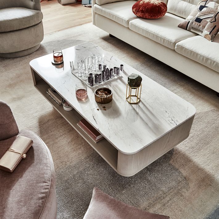 モダン楕円形ガラス座卓　コーヒーテーブル　west elm Panorama Coffee Table | Modern Living Room Furniture | West Elm