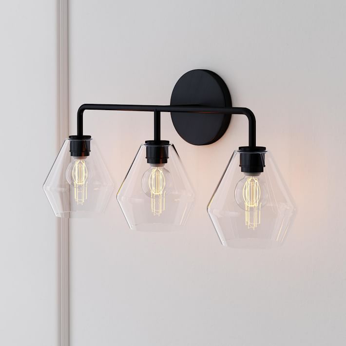 Sculptural 3-Light Geo Sconce in black matte with clear lights