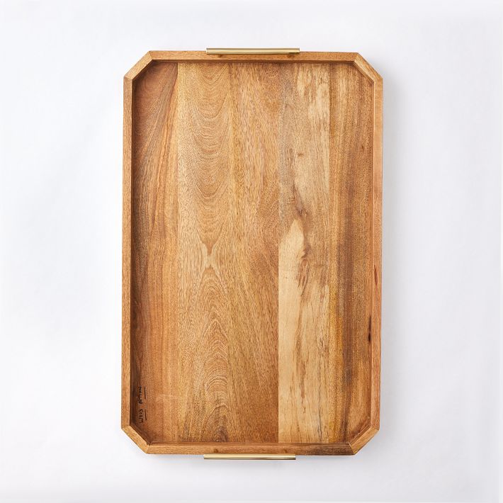 Deco Wood & Brass Handle Tray