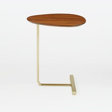 Charley 19&quot; C-Side Table, Walnut, Antique Brass