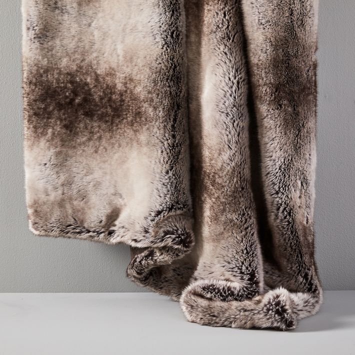Oversized Faux Fur Ombre Throw