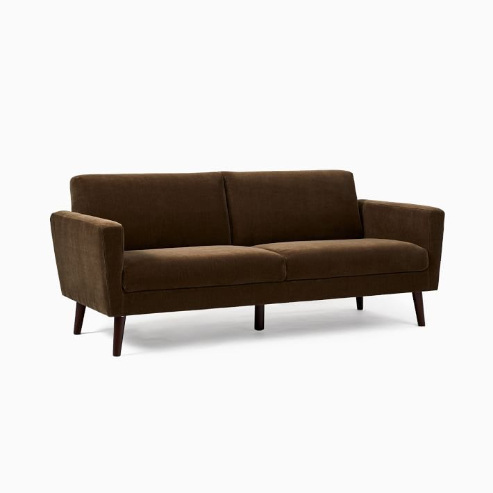 Open Box: Oliver 72&quot; Sofa, Performance Modern Chenille, Juniper, Light Walnut